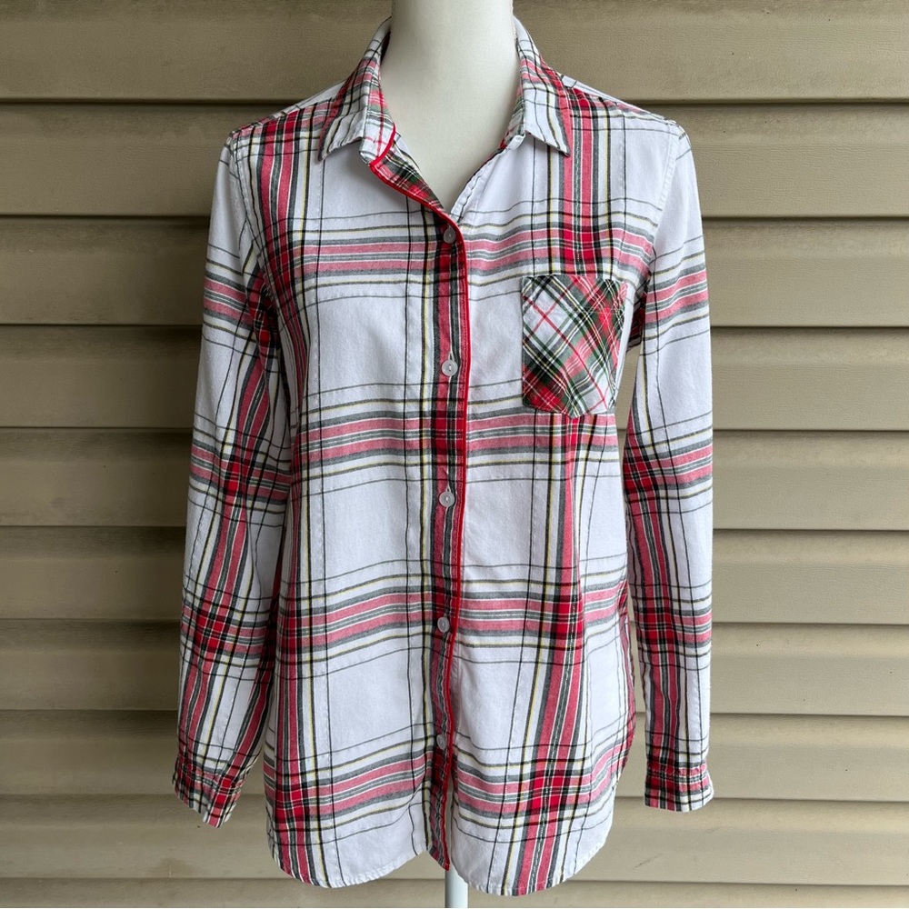 •Victoria's Secret• Plaid Button Down Flannel PJ/Lounge Top - Size Small - Picture 1 of 8